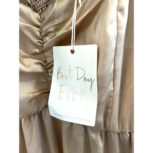 Show Me Your Mumu Nicole Maxi Dress in Champagne Luxe Satin 1X NWT - Picture 6 of 7